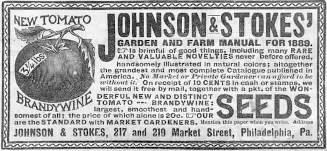 Johnson & Stokes advertisement from The Ohio Farmer, January 12, 1889.